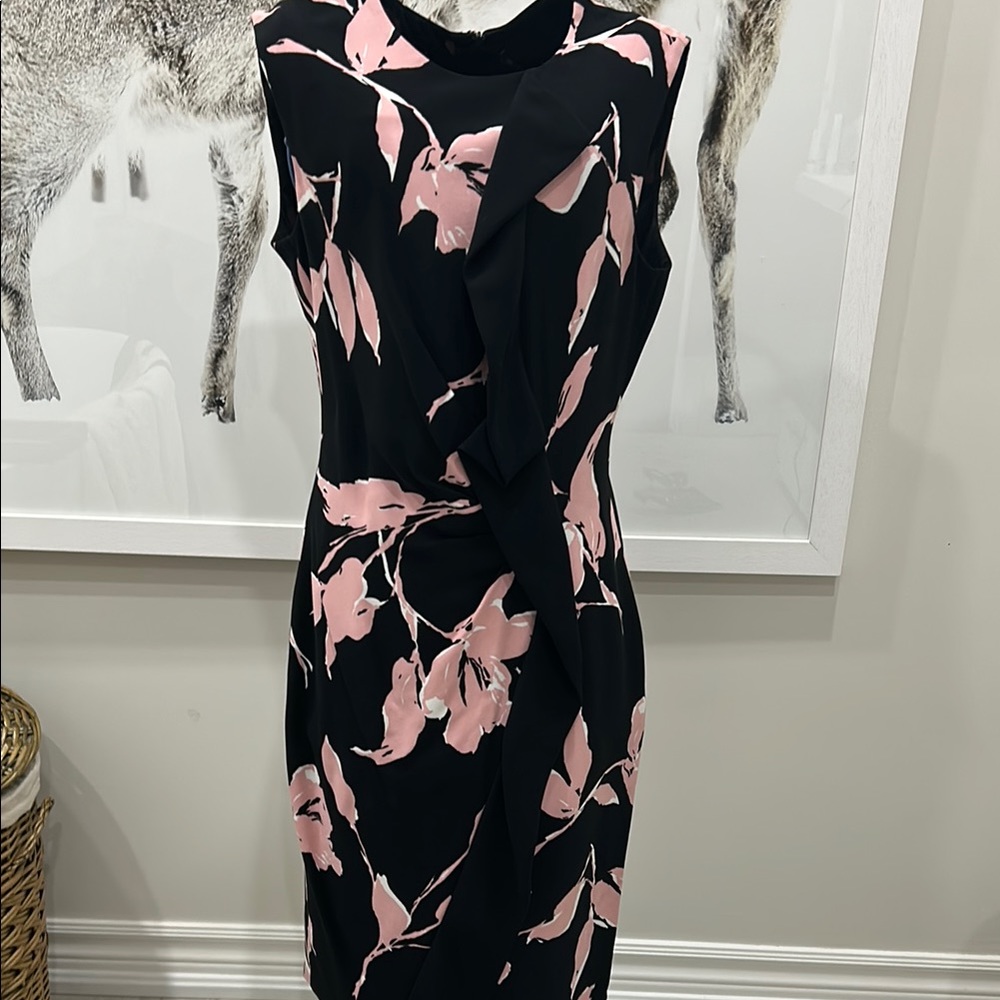 Escada Floral Black and Pink Dress